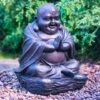 Happy Buddha With Solar Light 1 Happy Buddha With Solar Light -Big Brand Store 307135 bronze buddha garden ornament daylight1