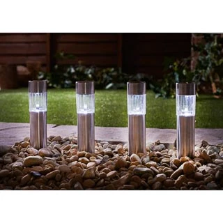 Solar Powered Mini Tube Post - White 6pk 3 Solar Powered Mini Tube Post - White 6pk