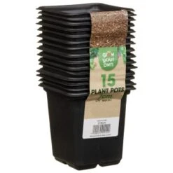 B&M Black Plant Pots 15pk 7 B&M Black Plant Pots 15pk -Big Brand Store 319024 grow your own 15 plant pots 7cm1