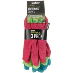 B&M Rolson Gardening Gloves 3pk 6 B&M Rolson Gardening Gloves 3pk -Big Brand Store 330111 rolson gardening gloves 3pk pink green blue1