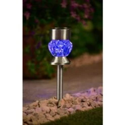 Crystal Top Glass Solar Post Light 4pk 9 Crystal Top Glass Solar Post Light 4pk -Big Brand Store 341965 4pk crystal top post light blue solar1