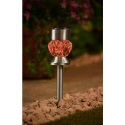 Crystal Top Glass Solar Post Light 4pk 8 Crystal Top Glass Solar Post Light 4pk -Big Brand Store 341965 4pk crystal top post light red solar1