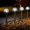 Eveready Crackle Ball Stakes 4pk - White 2 Eveready Crackle Ball Stakes 4pk - White -Big Brand Store 353607 eveready 4pk solar powered crackle ball light