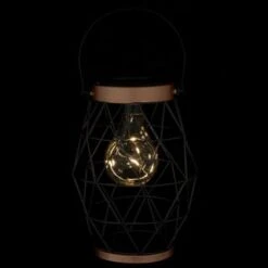 B&M Metal Hexagonal Solar Lantern - Copper -Big Brand Store 353880 24cm metal hexagonal solar lantern copper trim