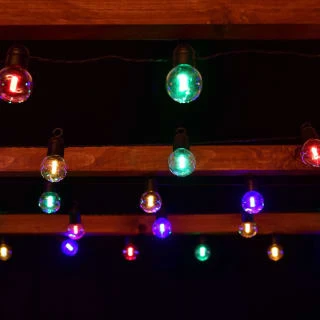 Solar Powered Bulb String Lights 50pk - Multicolour 3 Solar Powered Bulb String Lights 50pk - Multicolour