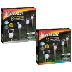 Eveready Mini Solar Lighting Posts 8pk - Colour Changing -Big Brand Store 366414 366416 8pk eveready soloar powered mini post lights main