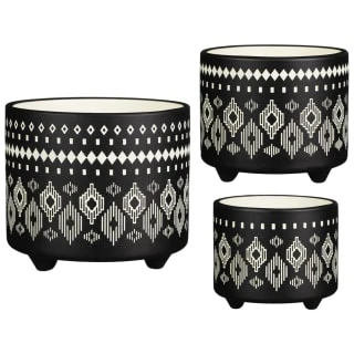 B&M Urban Eden Embossed Footed Planters 3pk - Black 3 B&M Urban Eden Embossed Footed Planters 3pk - Black