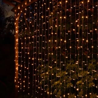 Solar Powered LED Curtain 180cm - 266 Warm White Lights 3 Solar Powered LED Curtain 180cm - 266 Warm White Lights