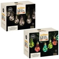 Solar Powered 12 Clear Light Bulb String LED Lights - Warm White 7 Solar Powered 12 Clear Light Bulb String LED Lights - Warm White -Big Brand Store 379260 379261 12 solar powered light bulb string lights group 1