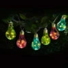 Solar Powered 12 Coloured Light Bulb String LED Lights - Warm White -Big Brand Store 379261 12pk mason and jones string lights coloured light buld warm white