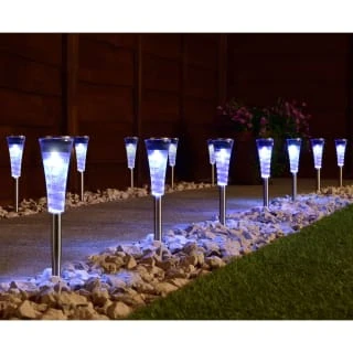 Solar Powered Stainless Steel Post Lights - Cool White 15pk 3 Solar Powered Stainless Steel Post Lights - Cool White 15pk