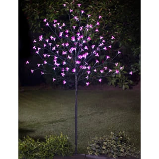 Solar Powered Blossom Tree - Pink 128 LED 4ft 3 Solar Powered Blossom Tree - Pink 128 LED 4ft