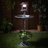 4-in-1 Bird Bath With Planter & Solar Light - Pewter -Big Brand Store 379482 4 in 1 pewter bird bath feeder solar light planter 2