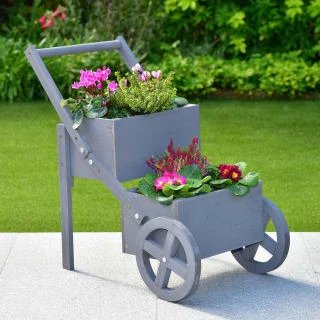 Wooden Market Stall Planter - Grey 3 Wooden Market Stall Planter - Grey