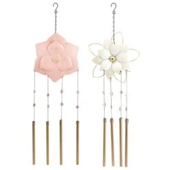 B&M Flower Windchime - Pink -Big Brand Store 379613 boho garden flower tubular windchime group