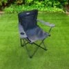 Folding Camping Chair With Cup Holder - Black 1 Folding Camping Chair With Cup Holder - Black -Big Brand Store 379743 rolson folding armchair with cup holder black