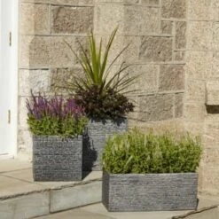 B&M Small Square Planter - Pewter 5 B&M Small Square Planter - Pewter -Big Brand Store 381626 381627 381629 slate pewter trough large and small square 2
