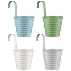 B&M Ribbed Matt Tin Hooked Pot Planter - Grey 5 B&M Ribbed Matt Tin Hooked Pot Planter - Grey -Big Brand Store 382182 simply garden ribbed tin decorative pot with handle group