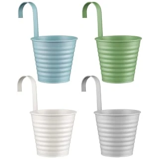 B&M Ribbed Matt Tin Hooked Pot Planter - Grey 4 B&M Ribbed Matt Tin Hooked Pot Planter - Grey - Image 2