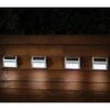 Solar Powered Stainless Steel Fence Lights 4pk 1 Solar Powered Stainless Steel Fence Lights 4pk -Big Brand Store 382952 4pk solar powered stainless steel fence wall lights cool white leds 2