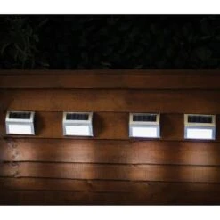 Solar Powered Stainless Steel Fence Lights 4pk