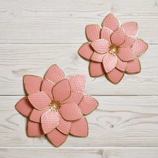 B&M Flower Wall Plaques 2pk - Pink 3 B&M Flower Wall Plaques 2pk - Pink