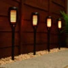 Morocco Solar Powered Flame Effect Post Lights 4pk 1 Morocco Solar Powered Flame Effect Post Lights 4pk -Big Brand Store 392878 4 pack morocco solar powered flame effect post lights 2