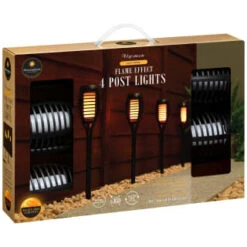 Morocco Solar Powered Flame Effect Post Lights 4pk -Big Brand Store 392878 4 pack morocco solar powered flame effect post lights 21