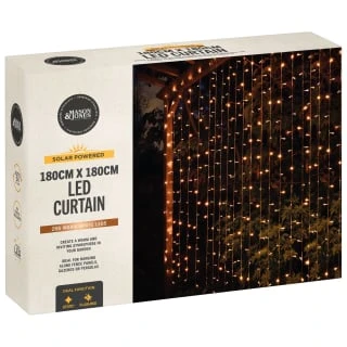 Solar Powered LED Curtain 180cm - 266 Warm White Lights 4 Solar Powered LED Curtain 180cm - 266 Warm White Lights - Image 2
