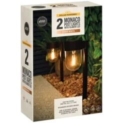 Monaco Solar Powered Post Lights 2pk -Big Brand Store 392976 monaco solar powered post lights 3