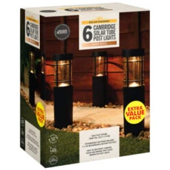 Cambridge Solar Powered Tube Post Lights 6pk 9 Cambridge Solar Powered Tube Post Lights 6pk -Big Brand Store 392998 cambridge solar powered tube post lights 6pk 3