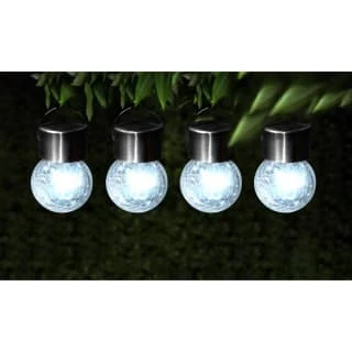 Crackle Glass Hanging Solar Lights 4pk 3 Crackle Glass Hanging Solar Lights 4pk
