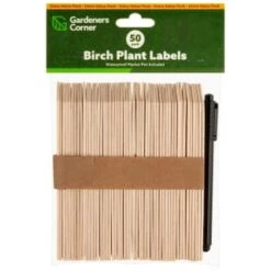 Birch Plant Markers With Waterproof Marker Pen 50pk