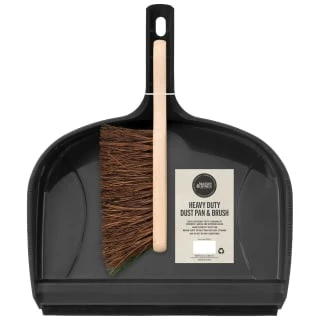 Heavy Duty Dustpan & Bassine Brush Set - Black 3 Heavy Duty Dustpan & Bassine Brush Set - Black