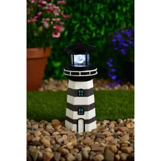 B&M Lighthouse Ornament With Rotating Solar Light - Grey 4 B&M Lighthouse Ornament With Rotating Solar Light - Grey - Image 2