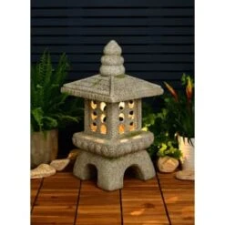 B&M Rustic Pagoda Ornament With Solar LED 5 B&M Rustic Pagoda Ornament With Solar LED -Big Brand Store 393435 rustic pagoda ornament with solar led