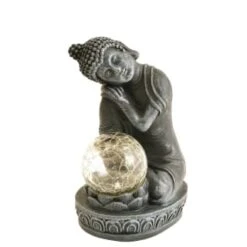 B&M Assorted Sitting Solar Buddha Garden Ornament -Big Brand Store 393441 sitting buddha garden ornament with solar crackle ball 4