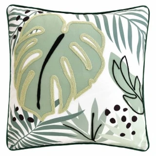 B&M Leaf Print Embroidered Cushion 43 X 43cm 3 B&M Leaf Print Embroidered Cushion 43 X 43cm