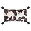 B&M Leaf Print Embroidered Lumbar Cushion With Tassels 2 B&M Leaf Print Embroidered Lumbar Cushion With Tassels -Big Brand Store 396059 embroidered lumbar cushion with tassels leaf print