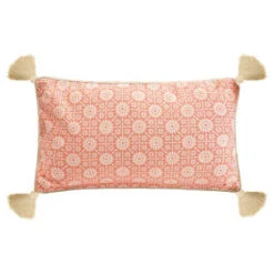 B&M Cotton Two Sided Cushion With Tassels 30 X 50cm - Pink