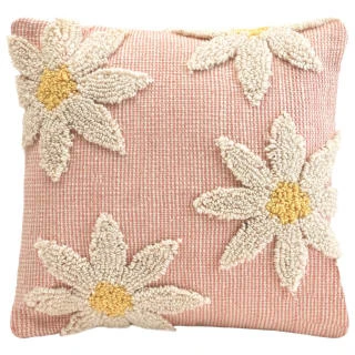 B&M Floral Tufted Cushion 45 X 45cm - Pink 3 B&M Floral Tufted Cushion 45 X 45cm - Pink