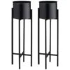 B&M Tall Round Planter 2pk - Black -Big Brand Store 397834 2pk tall round planters